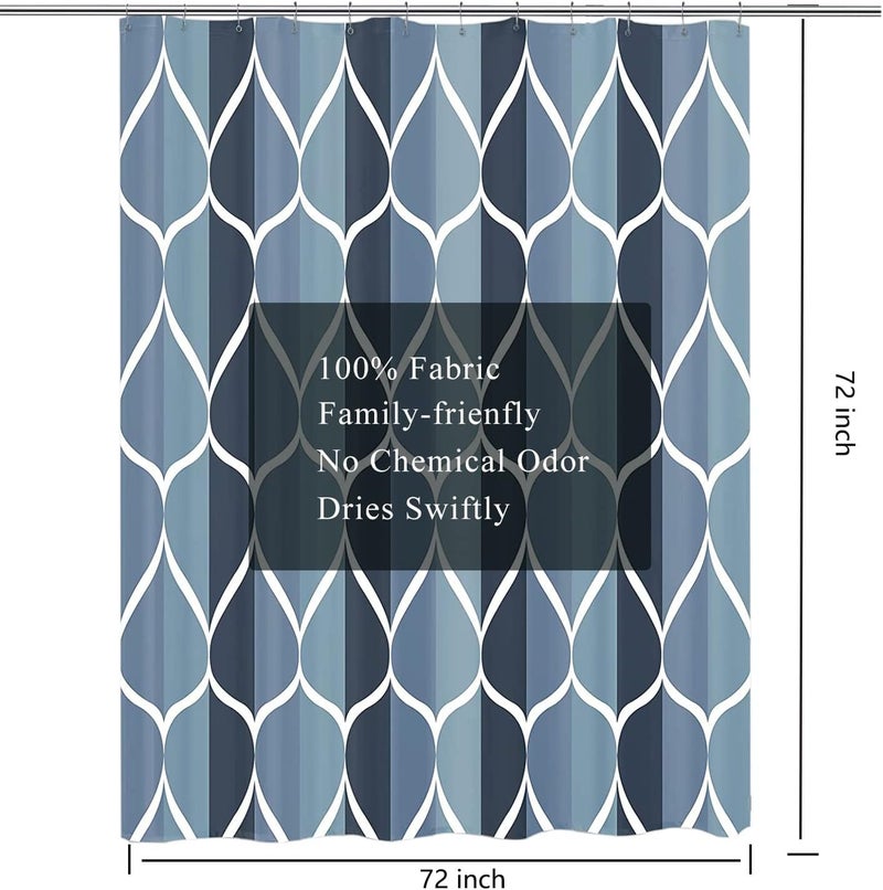 LLSCL Blue Grid Fabric Shower Curtain Liner with Magnets, Waterproof Hotel Quality, 72 x 72 Machine Washable - Image 3